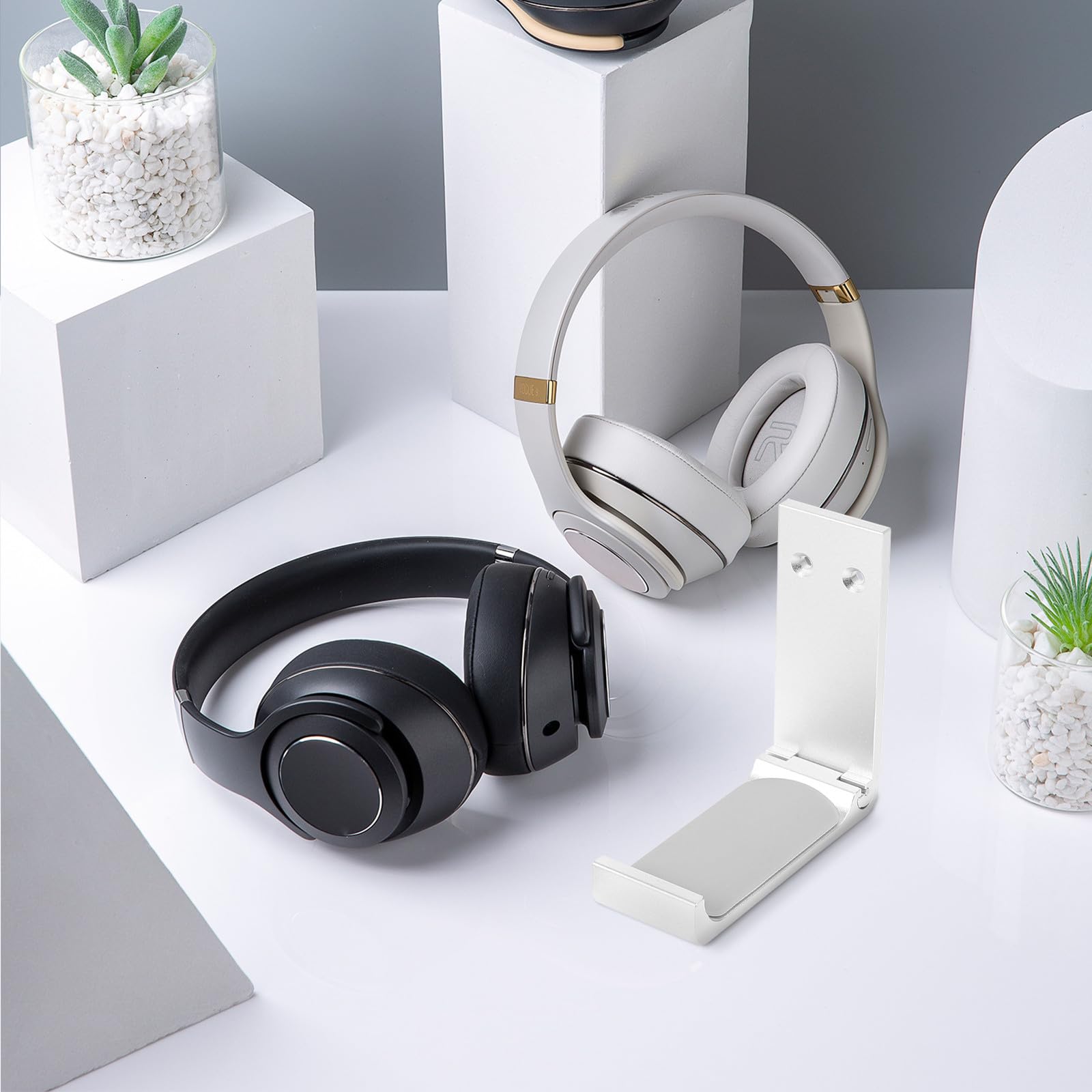 Cabilock 4 Set Supporto Cuffie da Gaming Gancio Cuffie in Lega di Alluminio Argento per Organizzare per Dormitorio e Casa