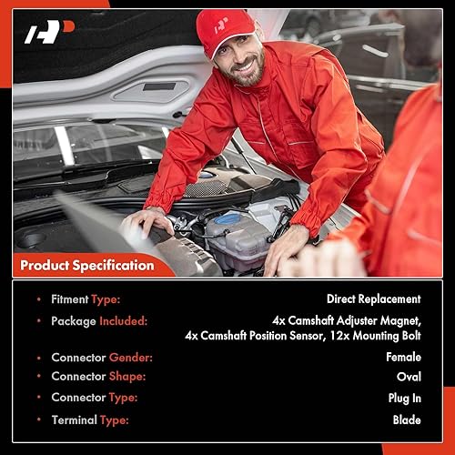 Miniatura 2 de A-Premium 4 piezas de sensor de posición del árbol de levas + 4 piezas de ajuste de árbol de levas kit de solenoide magnético compatible con