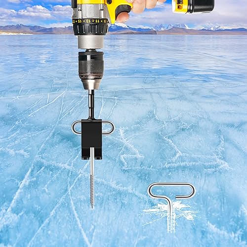Miniatura 7 de Kit de herramientas de anclaje de hielo, 1 adaptador de taladro de anclaje de hielo con 4 clavijas roscadas para pesca en hielo, clavo de estaca