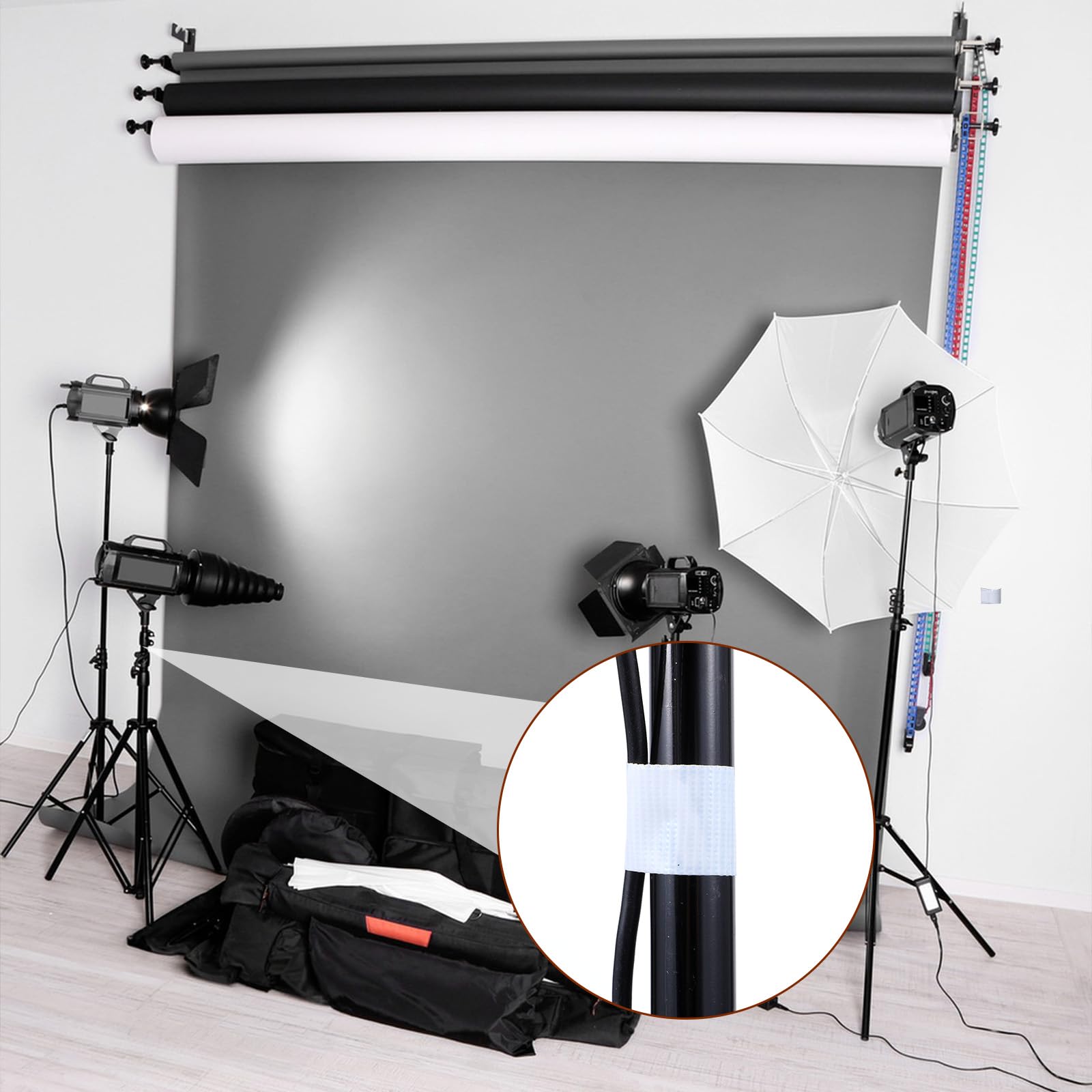 Nastro adesivo telato bianco, 20 mm x 20 m, autoadesivo, in tessuto ad alta resistenza, non riflettente, ideale per palcoscenico, sigillatura di tappeti, studio fotografico e riparazioni fai da te