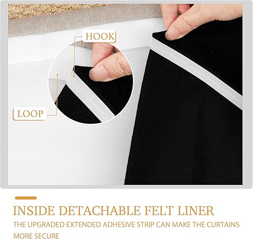 Miniatura 6 de RYB HOME 3 en 1 insonorizadas opacas Cortinas de lino aislantes, cortinas de ahorro de energía para dormitorio, sala de estar, guardería, estudio,