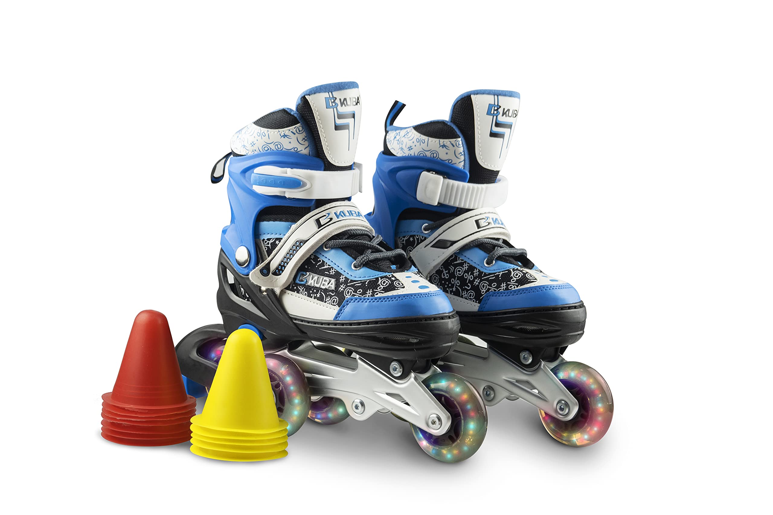 3-in-1 Skates Kids Roller Skates,Adjustable 4 Sizes Skates with All Wheels Light Up for Boys and Girls,Safe and Durable Children Rainbow Roller Skates Perfect for Beginners (Blue, S)