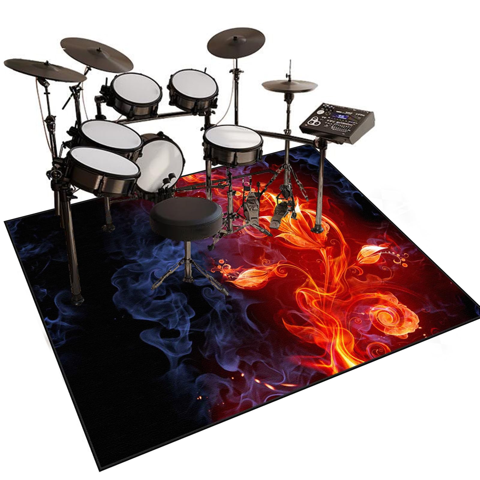 Alfombra para Bateria Acustica Alfombra Bateria Electronica Alfombra de Tambor Alfombrilla Insonorizada Batería de Jazz Alfombras Antideslizantes Almohadilla de práctica electrónica 120 x 100 cm