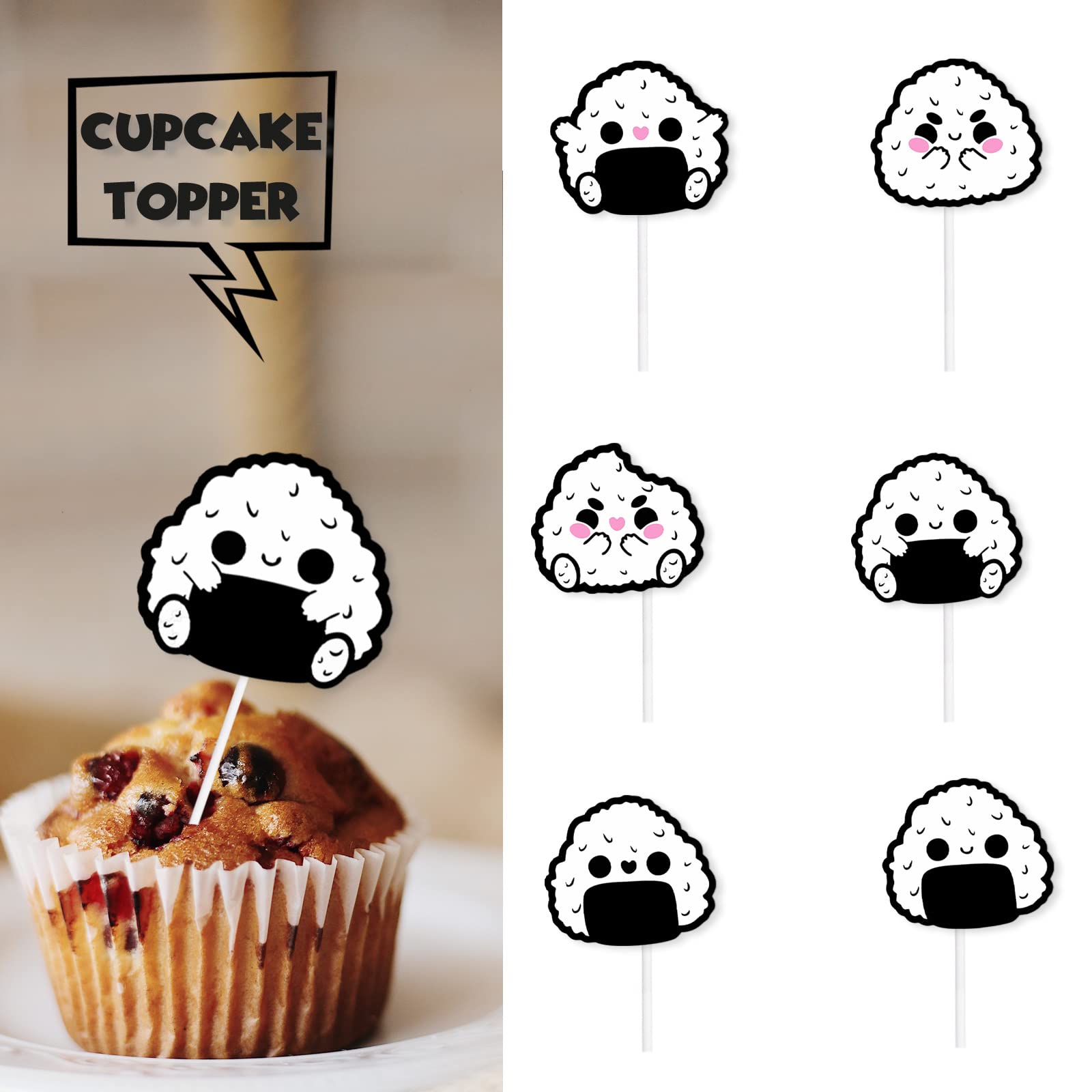 Ice Cream & Fruit Cupcake Toppers - 18 Pc Colorful Glitter Birthday Party Decorations - View #2