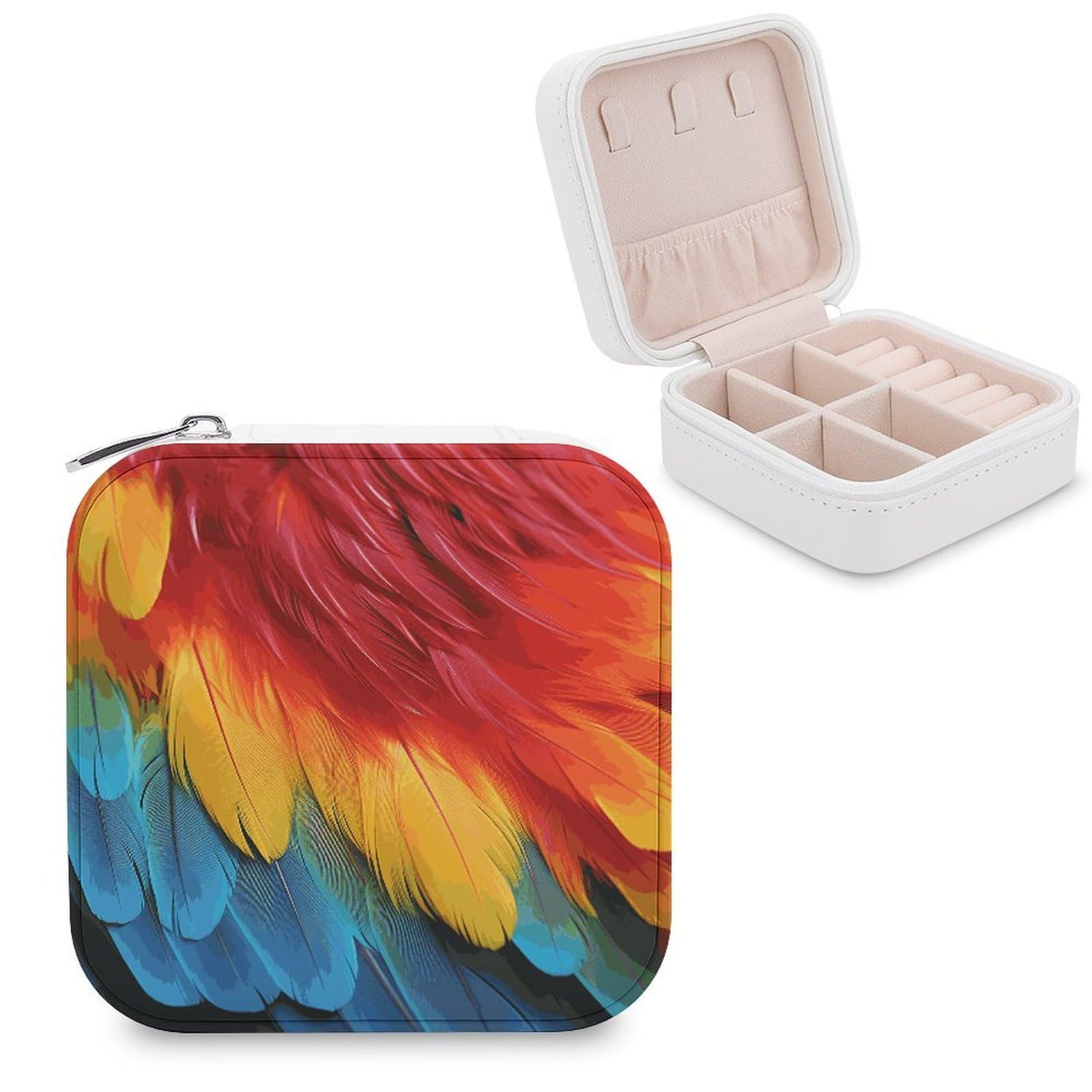 VstaDank Fantastic Parrot Feather Jewelry Box Beautiful Portable Ring Boxes Cute Large-Capacity Jewelry Case Jewelry Organizer for Mothers Gifts for Earrings Rings Hand Bracelet