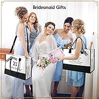 Vista 6 de TRSODD Regalos de cumpleaños para mujer, bolsa de lona con inicial con correa ajustable para el hombro y bolsa de maquillaje, regalos para mamá