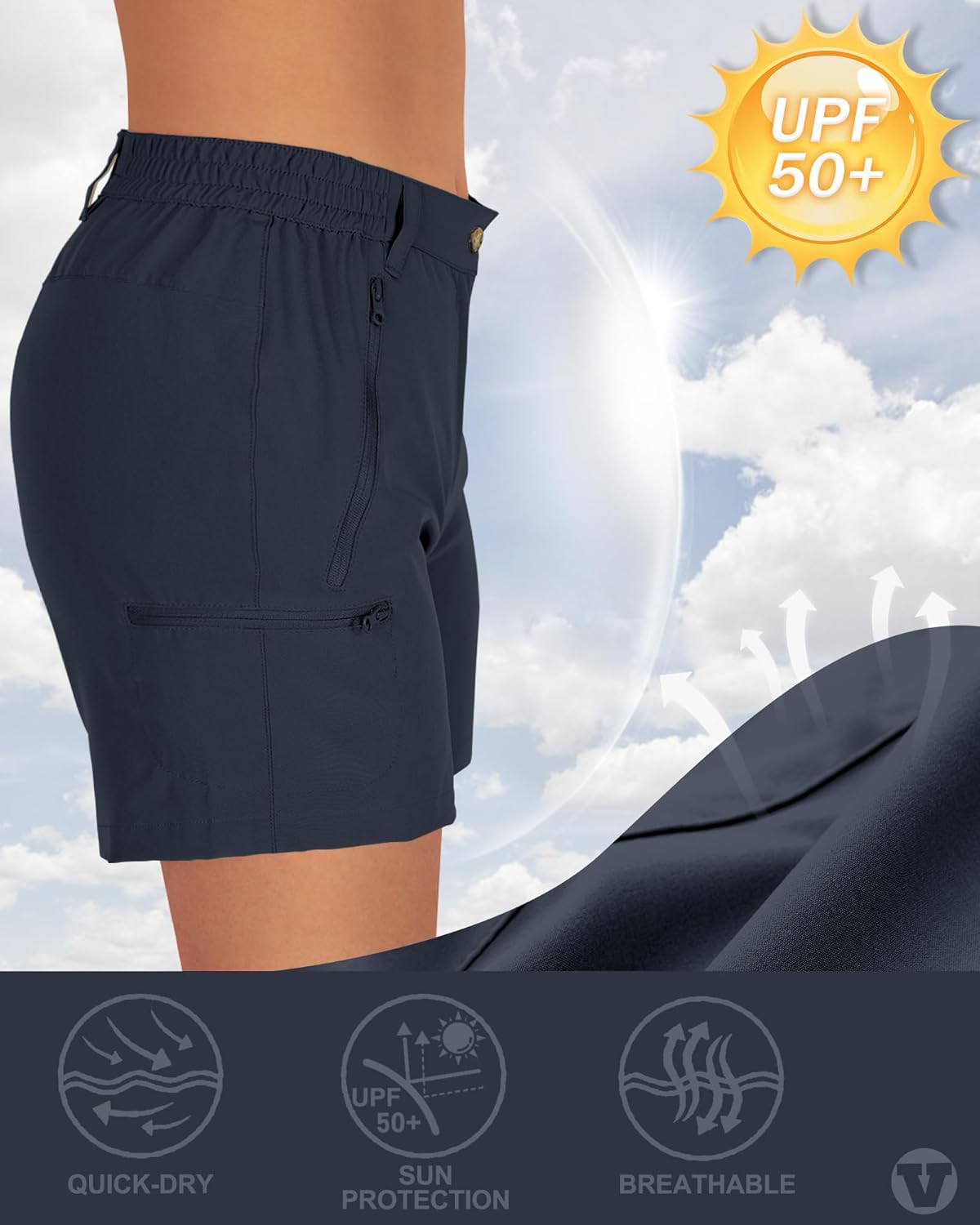Outdoor Ventures Women's Hiking Shorts Stretch Lightweight Golf Shorts Quick Dry UPF 50+ 5 inch Cargo Short for Camping - Image 6