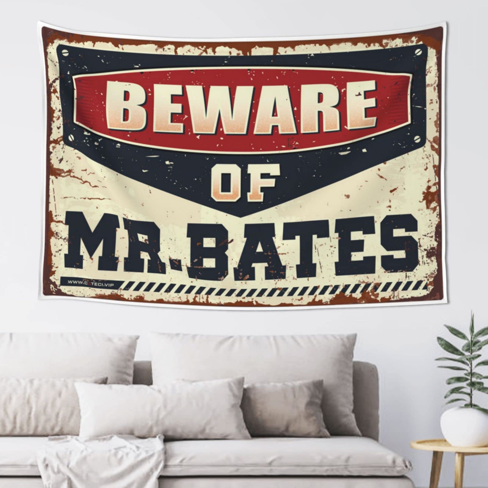 PRAVOXI Man Cave Decorations Beware Of Mr.Bates Tapestry Unique Tapestry Boys Room Decor Teenager(75X100CM)