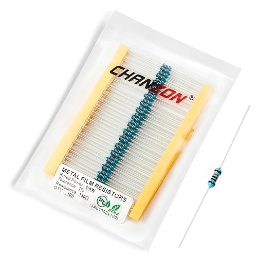 Vista 257 de Chanzon 100pcs 1/2W (0.5W) 100 Ohmios Resistencia fija de película metálica Ohmios 0.01 ±1% Tolerancia 100R MF Resistencias de orificio pasante