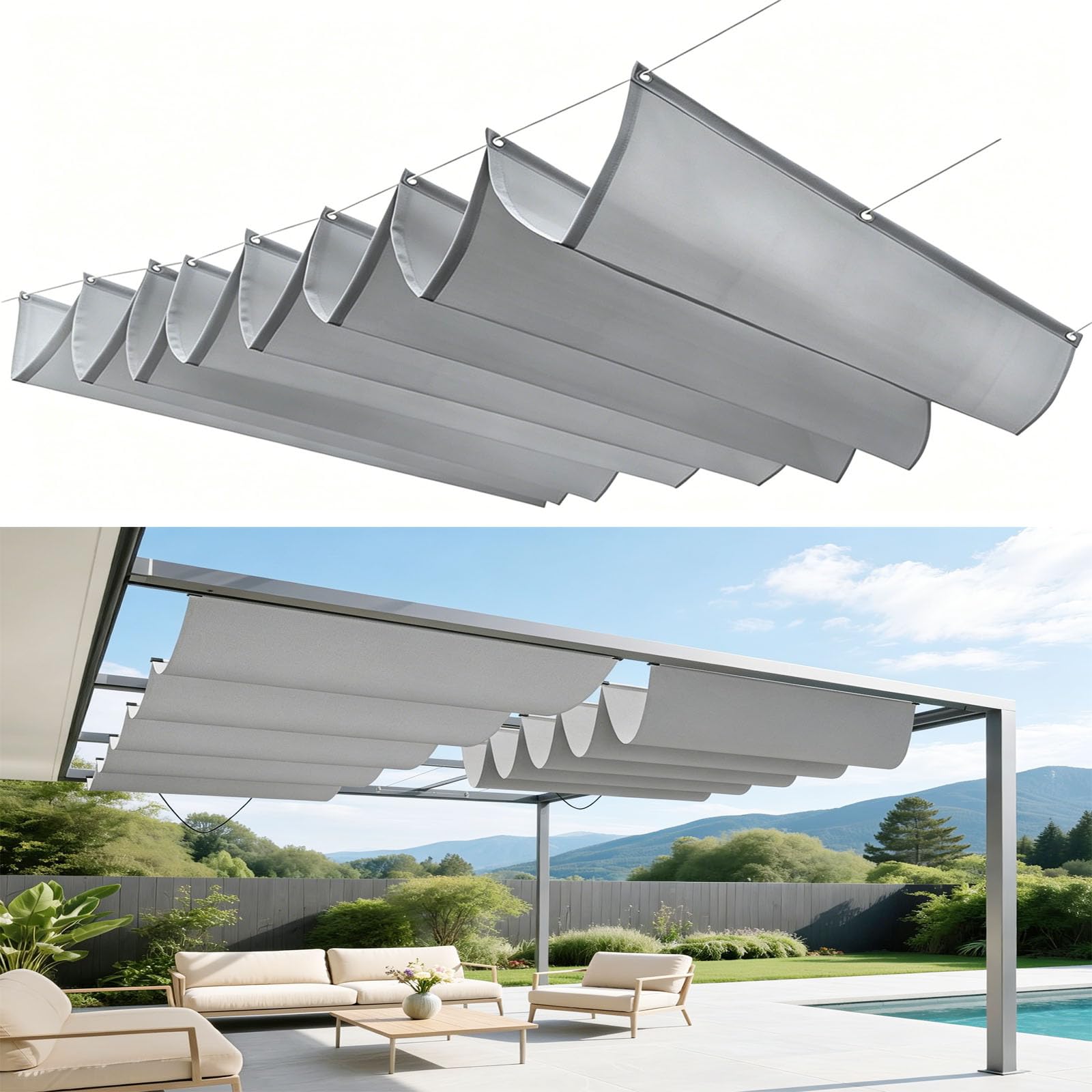 Voile solaire réglable et imperméable contre les UV 200x250cm