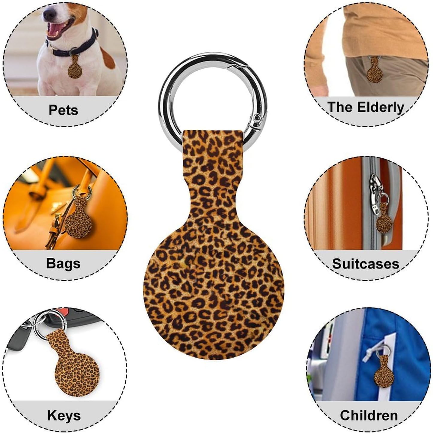 Animal Leopard Print Funny Cover Compatible with AirTag Case Protector GPS Tracker Storage Bag Box with Keychain Novelty Gifts