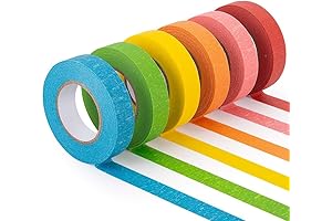 6 Rolls Colored Masking Tape for Non-Toxic Paper Crafts DIY and Office