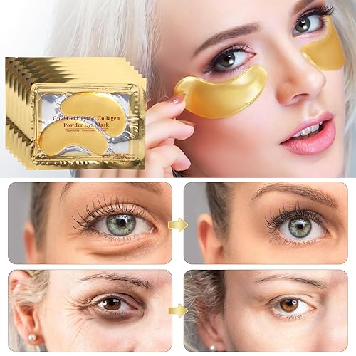 Miniatura 5 de POSTA 50 pares de máscaras de ojos de oro de 24 quilates, máscara de colágeno debajo de los ojos para círculos oscuros, hinchazón, refrescante,
