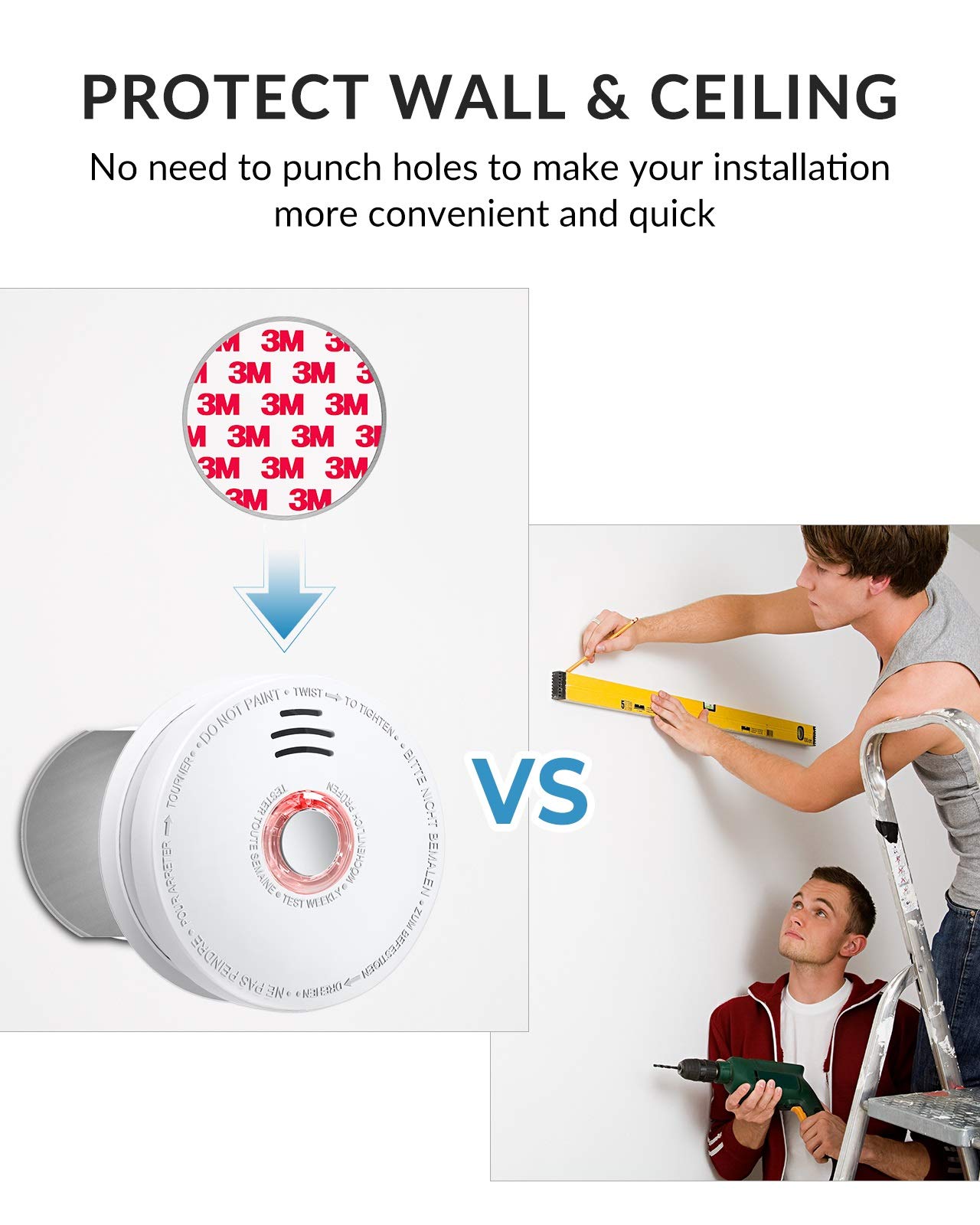 SITERWELL Smoke Detector , Smoke Alarm with Photoelectric Sensor and 9V