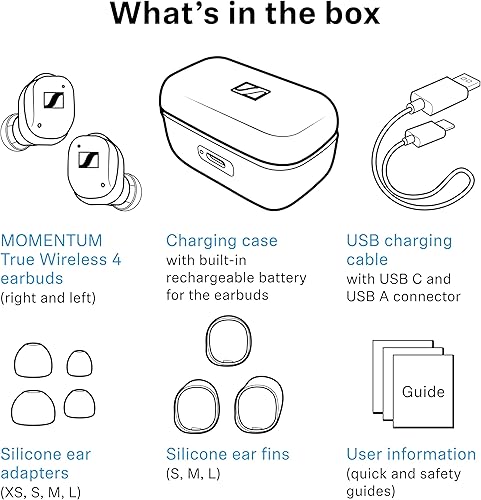 Miniatura 10 de Sennheiser MOMENTUM True Wireless 4 - Auriculares inteligentes, Bluetooth 5.4, sonido cristalino, auriculares con cancelación de ruido, diseño