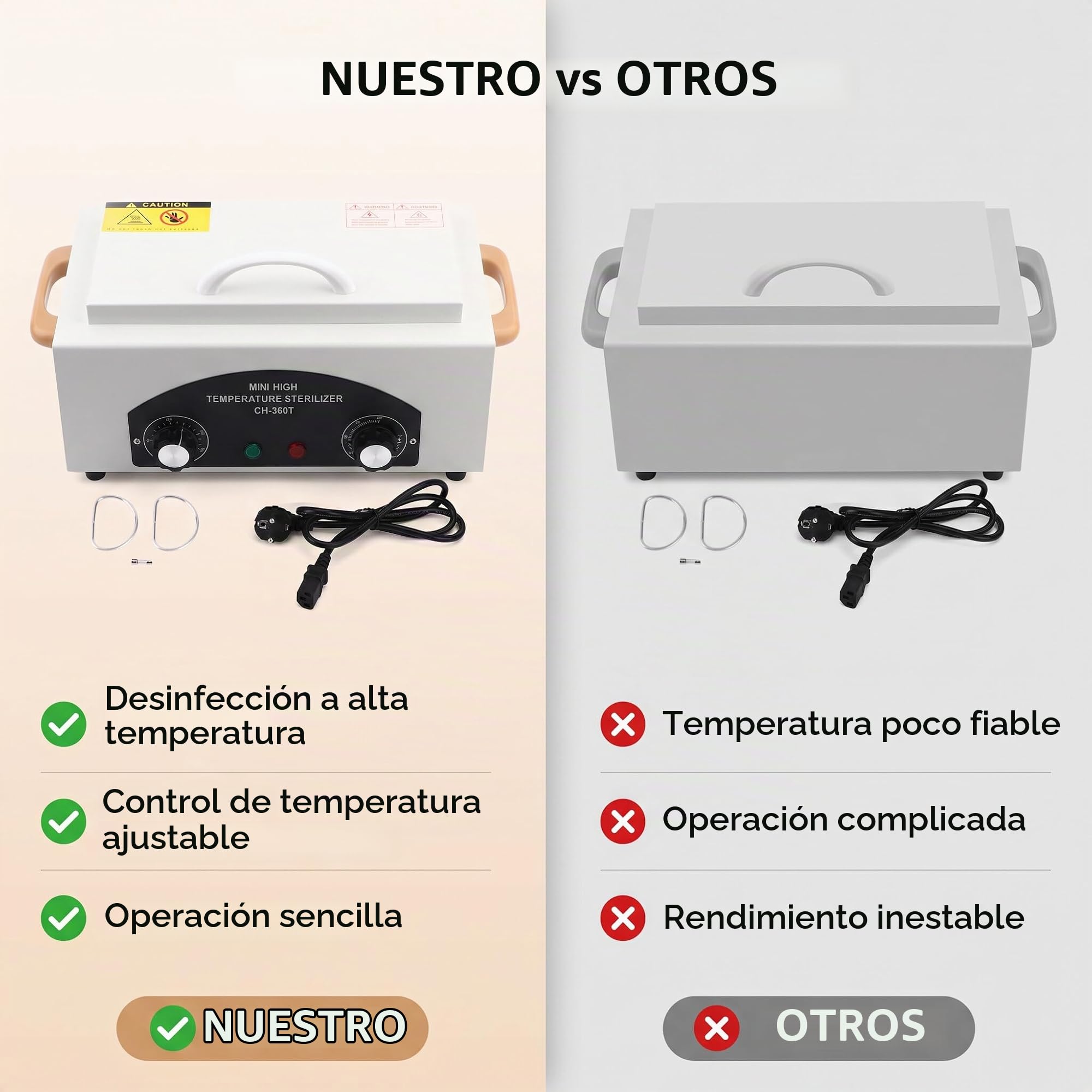 Esterilizador Manicura de Aire Caliente para Manicura y Pedicura, Autoclave Esterilizador Profesional 300W, Temperatura 220℃, con Temporizador