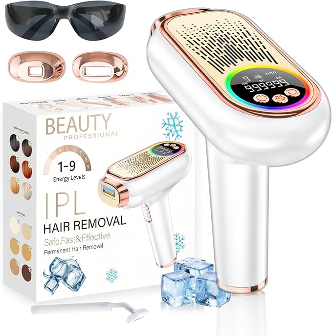 SMARTIA - depiladora láser modelo 2025 - Función de enfriamiento por zafiro - máquina de depilación láser mujer hombre - 9 niveles potencia - Depiladora IPL de luz pulsada – Modo manual y automático