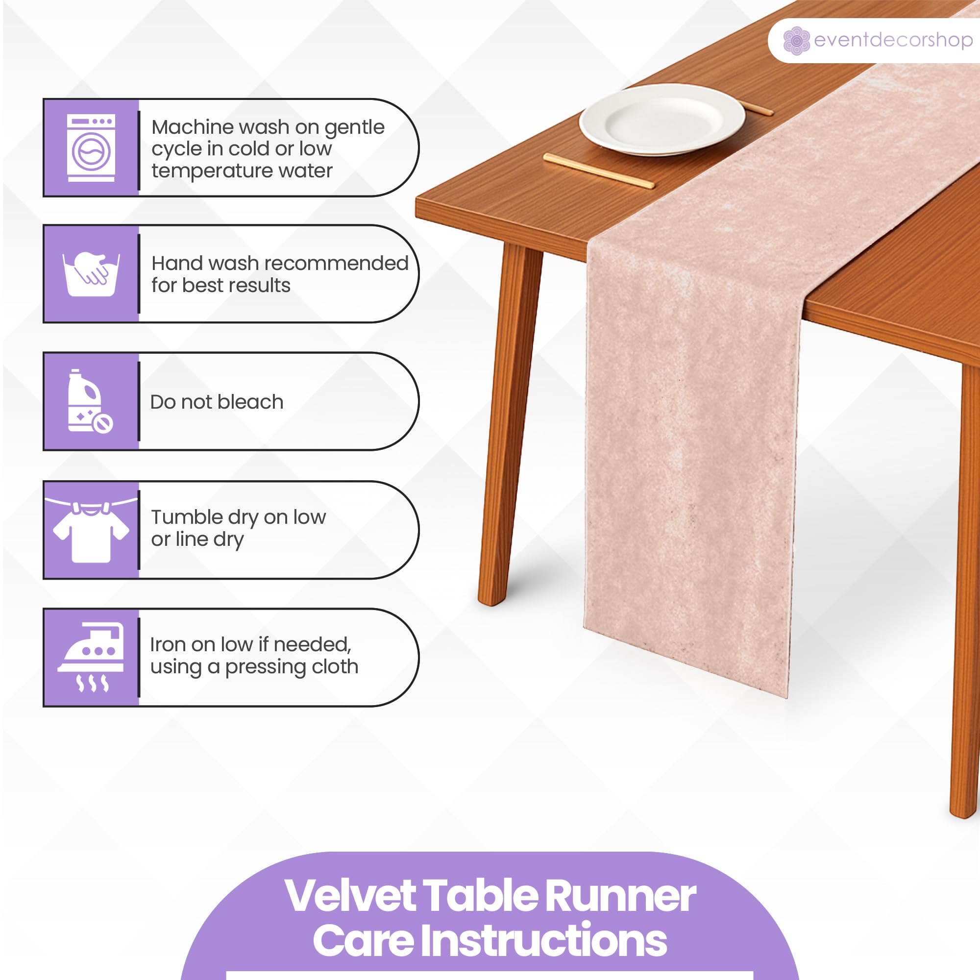 Lot de 10 chemins de table en velours écrasé pour fêtes et événements - Décoration de table de banquet de luxe - 33 x 274 cm - Pour mariage, printemps, Noël, maison, salle à manger