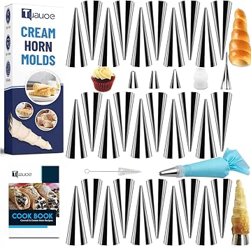 Cream Horn Molds for Baking, 30pcs Cone Shaped, 4.7-inch