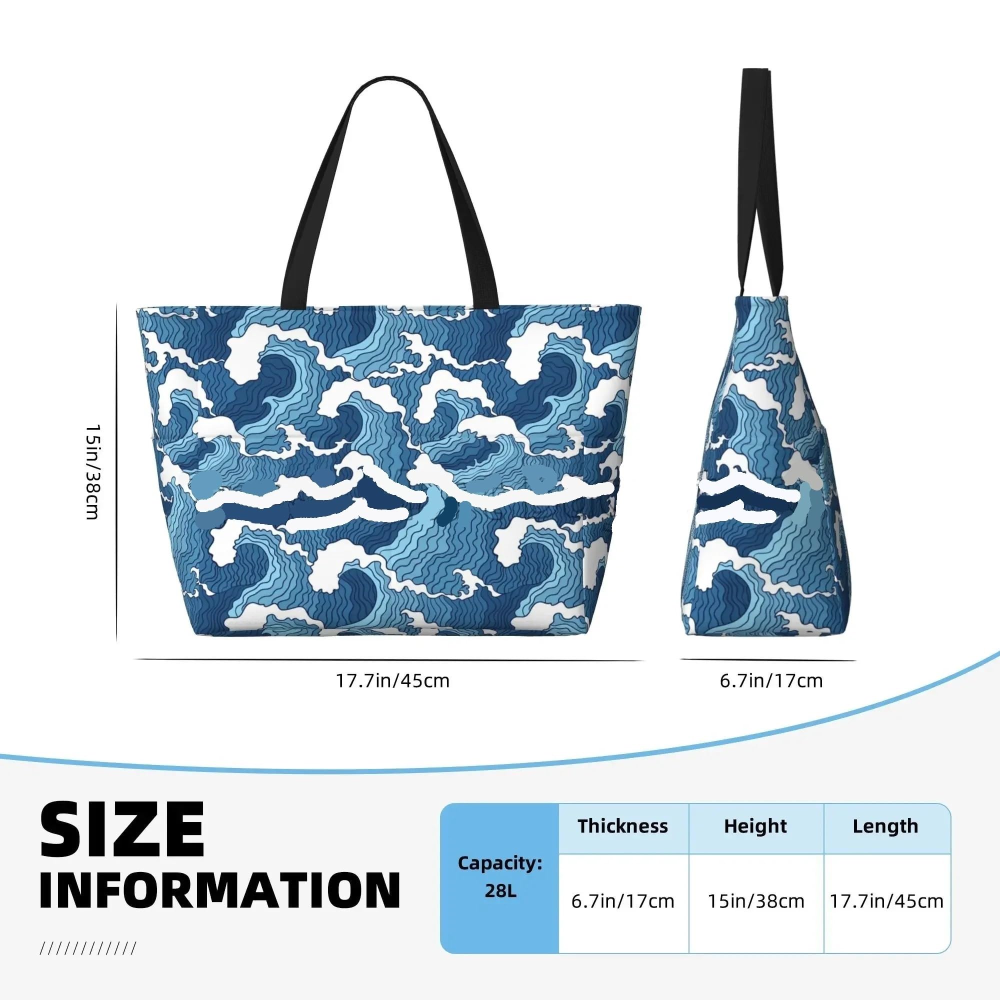 Bolsas de playa para mujer, a prueba de arena, bolsa grande para piscina, elegante bolsa de playa con cremallera para gimnasio, viajes