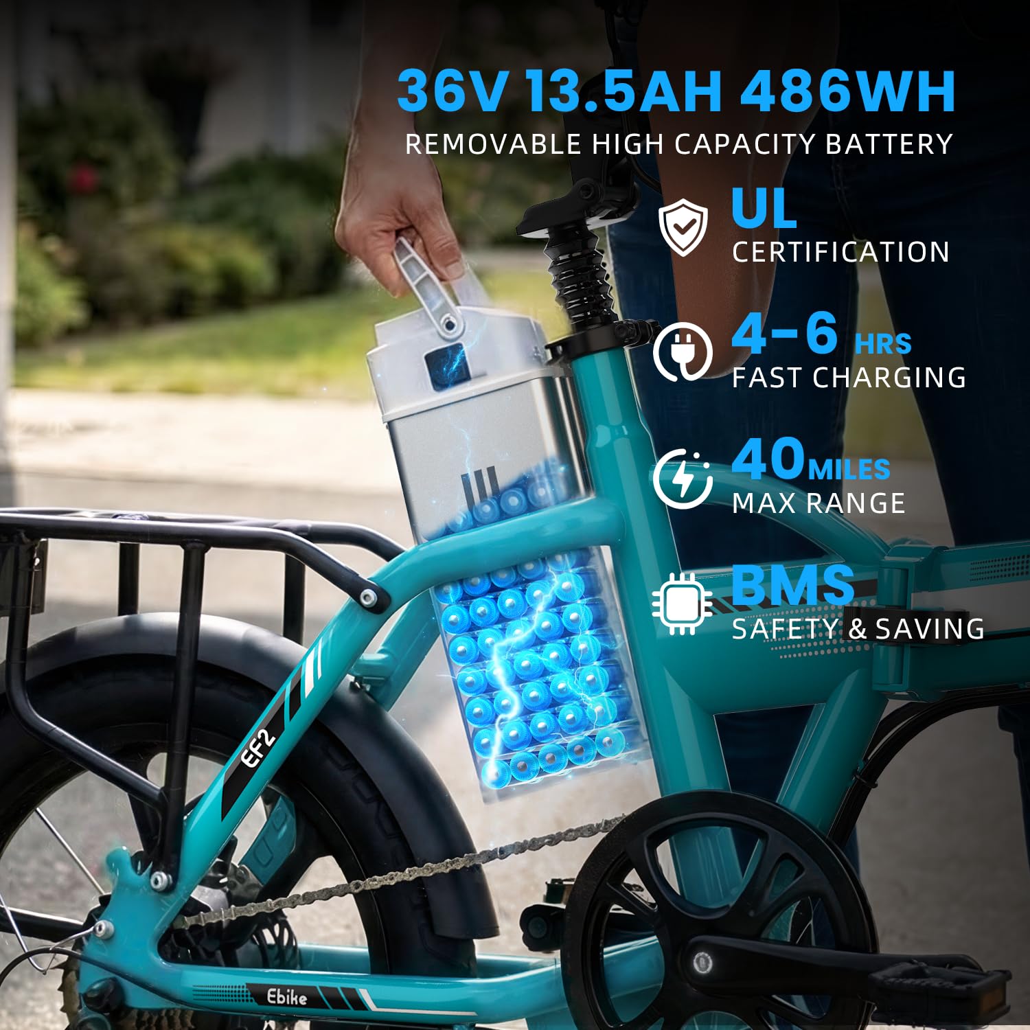 Campus 2.0 Electric Bike | Super Light Teen and Adult Folding Bikes - Weighs Only 49lbs | 40 Mile Range | 20MPH Top Speed