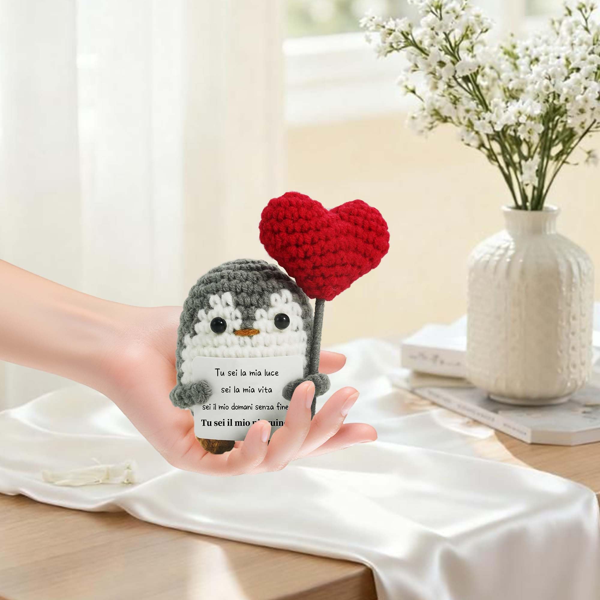ZIENZENGYA Idee Regalo Donna Compleanno Regalo Uomo, Regali Fidanzato, Positivo Pinguino Peluche, Regali per lei Fidanzata, Romantico per la Coppia San Valentino per lui e lei