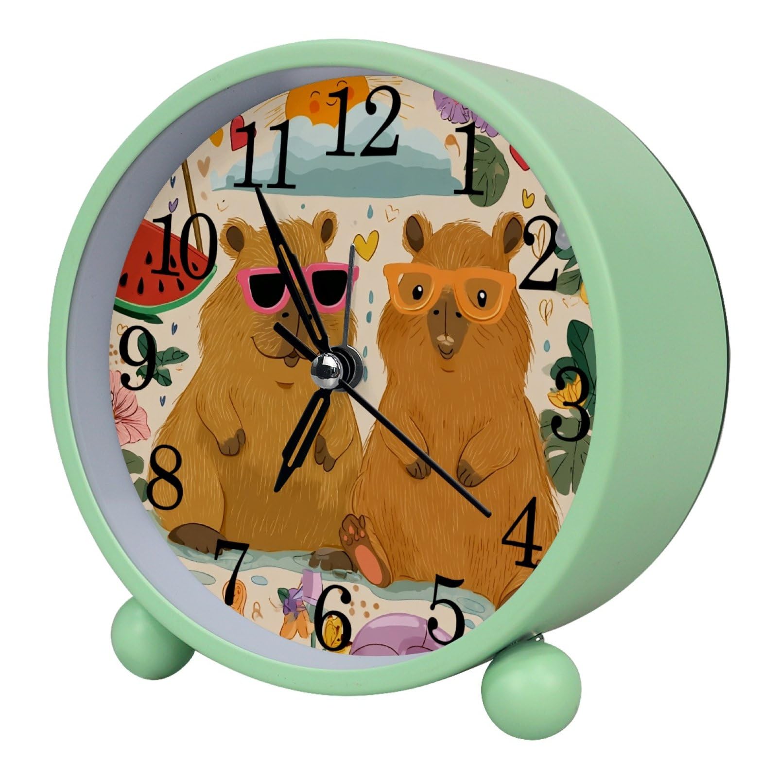 etoenbrc Cartoon Capybara Alarm Clock,Small Battery Operated Clock, Slient Plastic Table Clocks for Living Room Bedroom and Office Decor