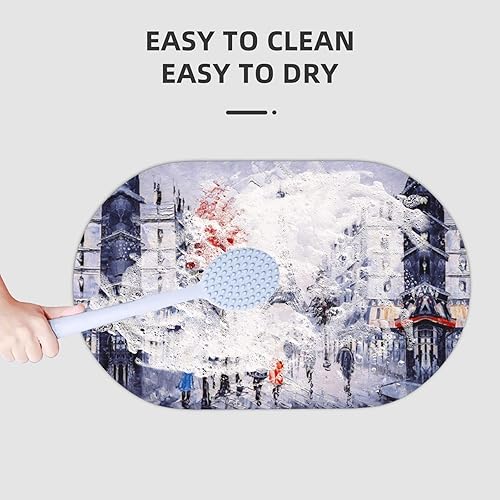 Miniatura 6 de AUFAE Paris City Tree Eiffel Tower Art Super Absorbente Soft Diatom Mud - Los tapetes para suelo son adecuados para su uso en baños cocinas duchas