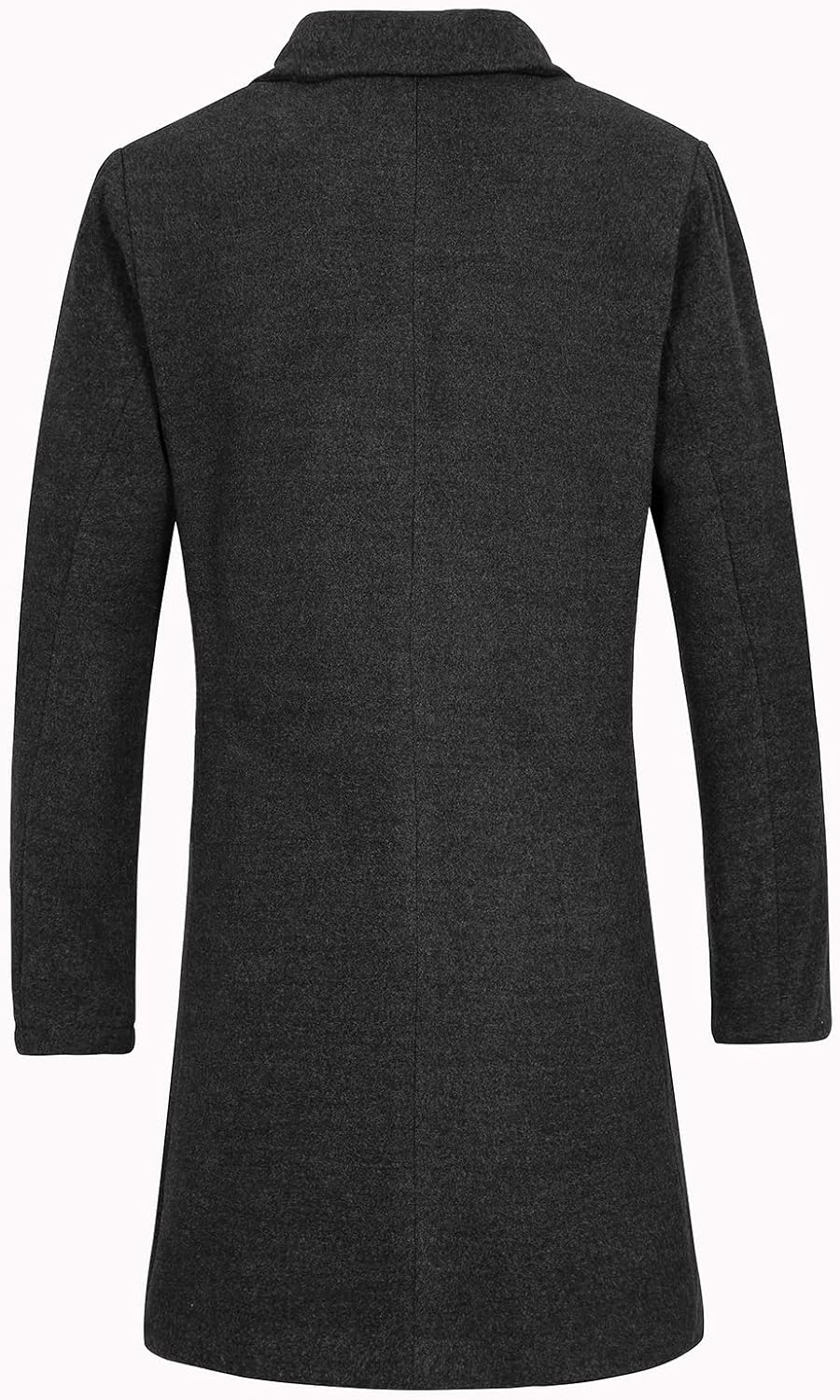 Lisskolo Men's Classic Wool Trench Overcoat Single Breasted Mid Long Wool Blend Top Pea Coats Jackets - Image 2