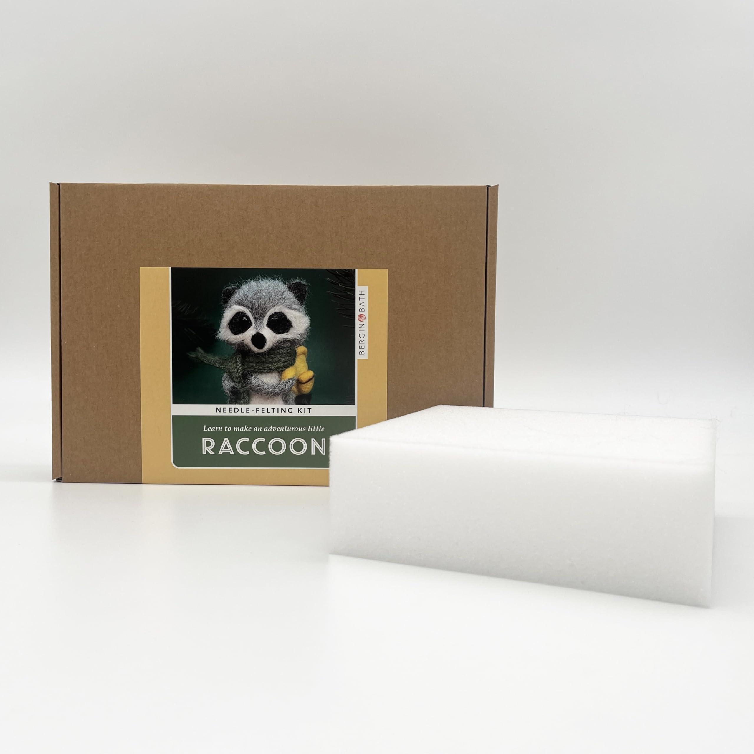 Bergin & Bath Needle Felting Kit, Raccoon - Make a Life-Like Raccoon with This Planet Friendly Craft kit for Adults and Teens. A Creative Gift idea. (with Felting Mat)