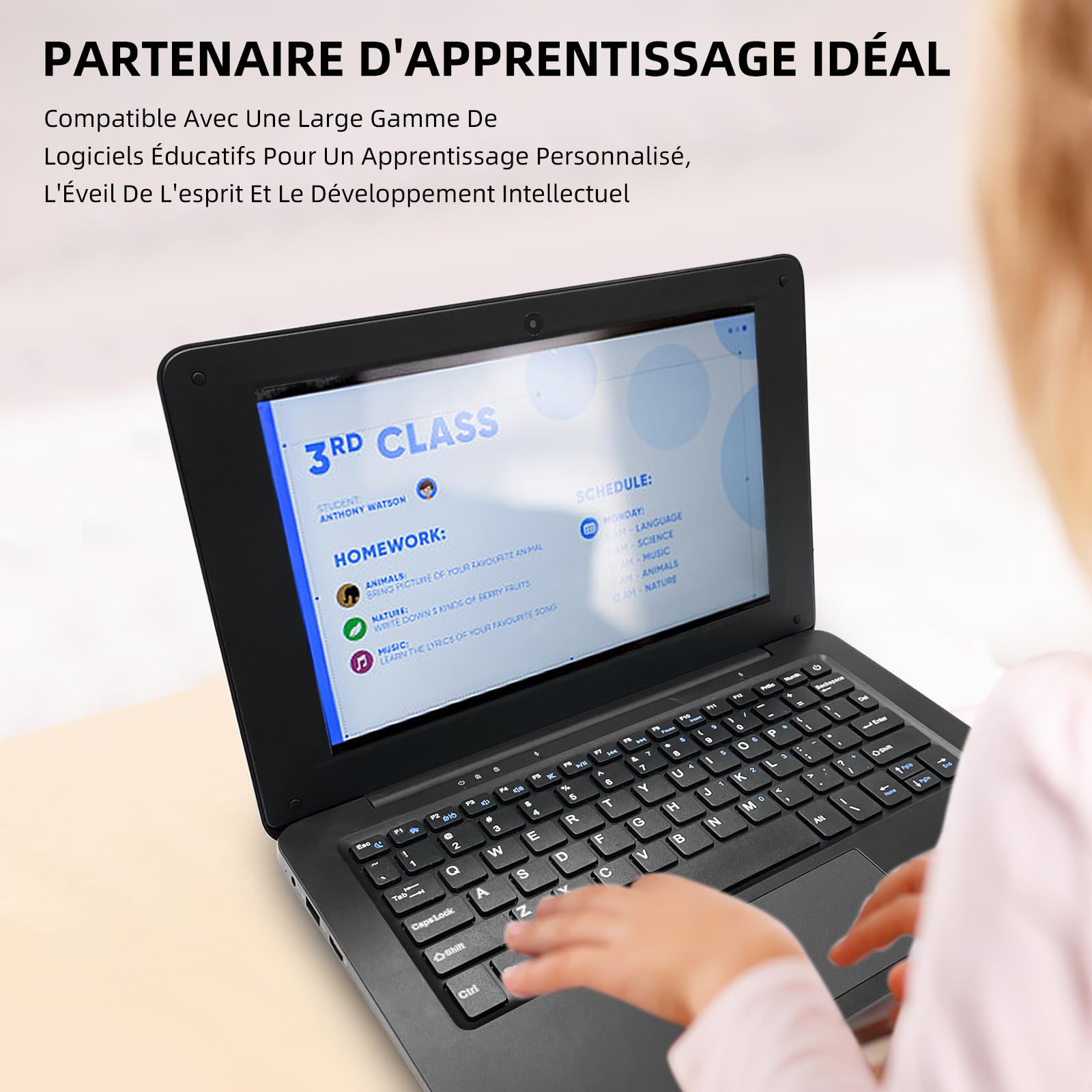 iSTYLE Mini Laptop 10,1 Pollici – Notebook Compatto con Display HD IPS, Processore Quad-Core, 2GB RAM, 64GB Memoria, Espandibile, QWERTY (Nero)