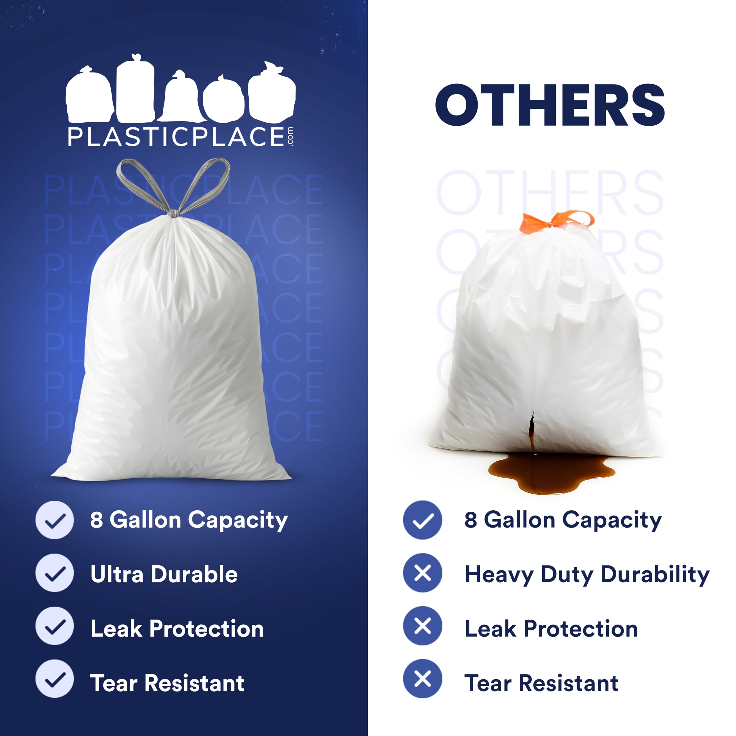 Plasticplace Worki na śmieci 8 galonów │ 0,7 Mil │ Wkładki do kosza na śmieci o zapachu lawendy i miękkiej wanilii │ 56 cm (200 sztuk), białe