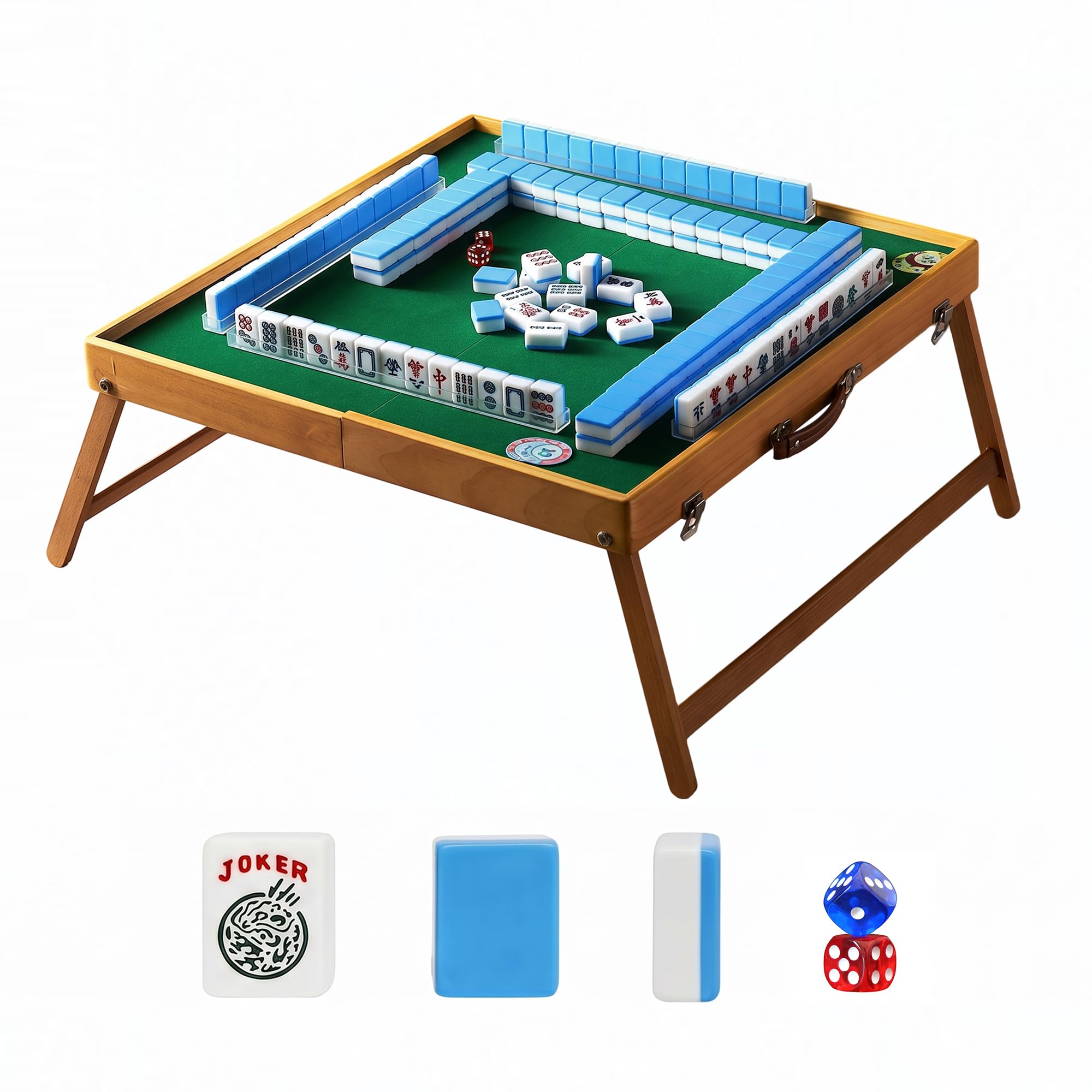 Juego de mahjong americano portátil con mesa | Viajes y uso al aire libre, divertido regalo social para parque y picnic