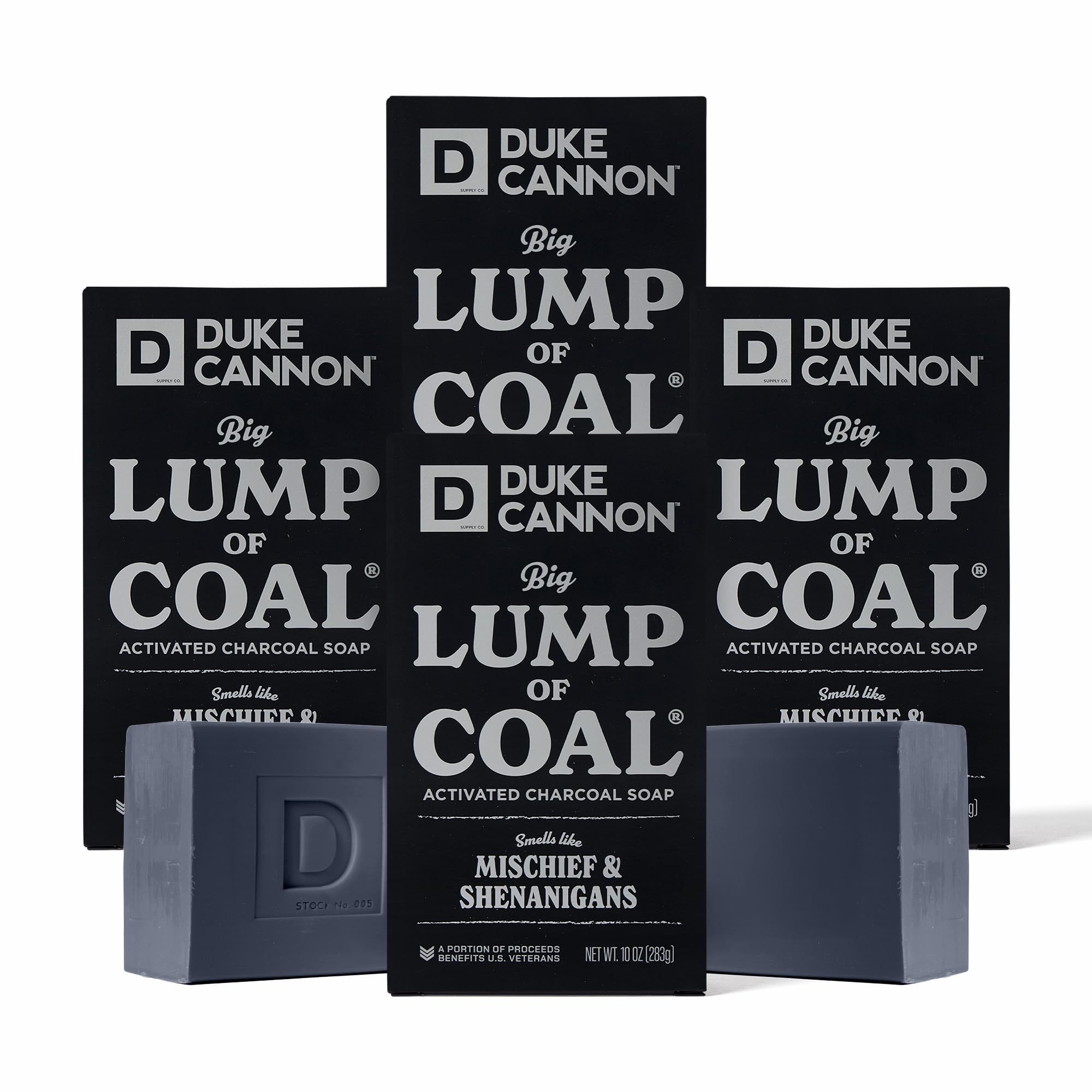 Duke Cannon Lump of Coal Holiday Soap Charcoal Bergamot Black Pepper 10oz XL Paraben-Free Triple-Milled Hydrating American-Made Mens
