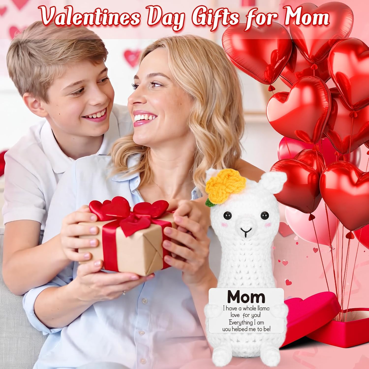 Funny Llama Mom Gifts from Daughter Son, Birthday Easter Basket Mothers Day for Mom, I Love You Moms Mother in Law Mama Bonus Step Present, Small Cute Handmade Emotional Crochet Desk Decor - Image 2