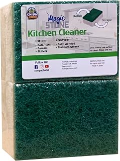 COMPAC HOME Magic-Stone Kitchen Cleaner Scrub - 2-Sided Scouring Stone, Easily Removes Stubborn Food Grime, Grease, 2 Count