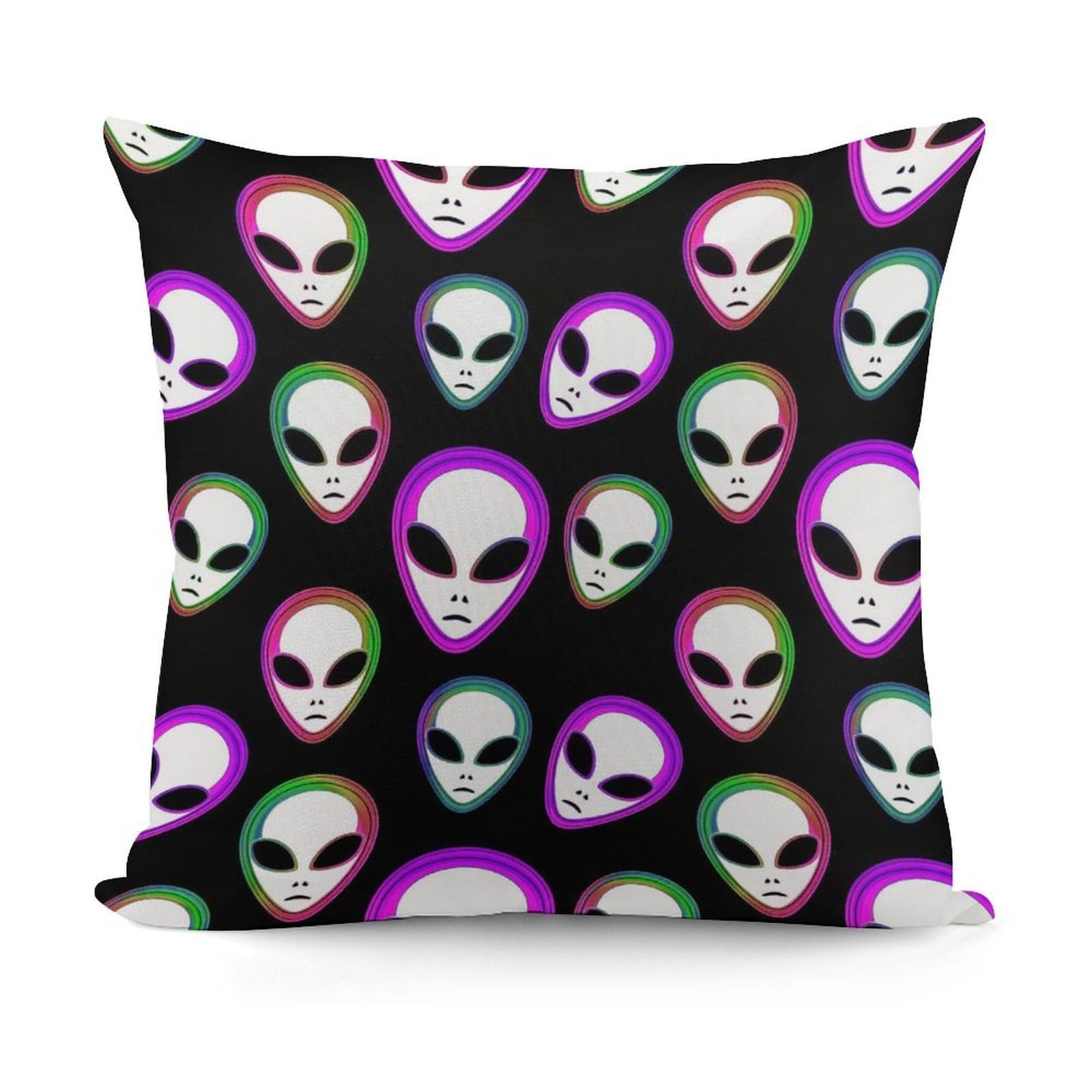 Smazdfxx Picture(245) Soft Andffy Cool Trippy Aliens Square Cushion Cover With Zipper For Sofa, Couch, Living Room Decorative