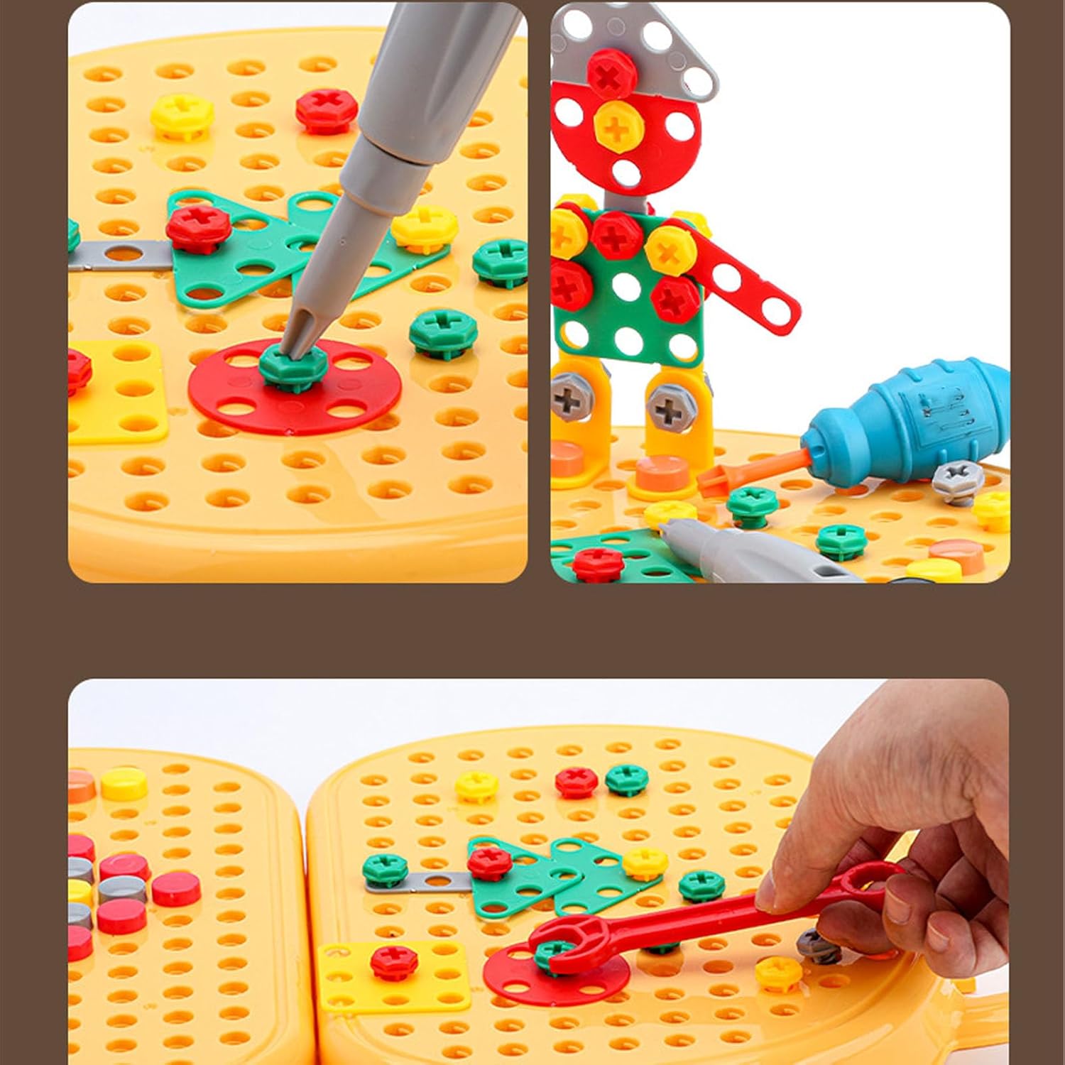 Kikumi Drill Building Technology Building Blocks Game Educational Repair Tools Screwdriver Blocks Toy (Bear Shape)