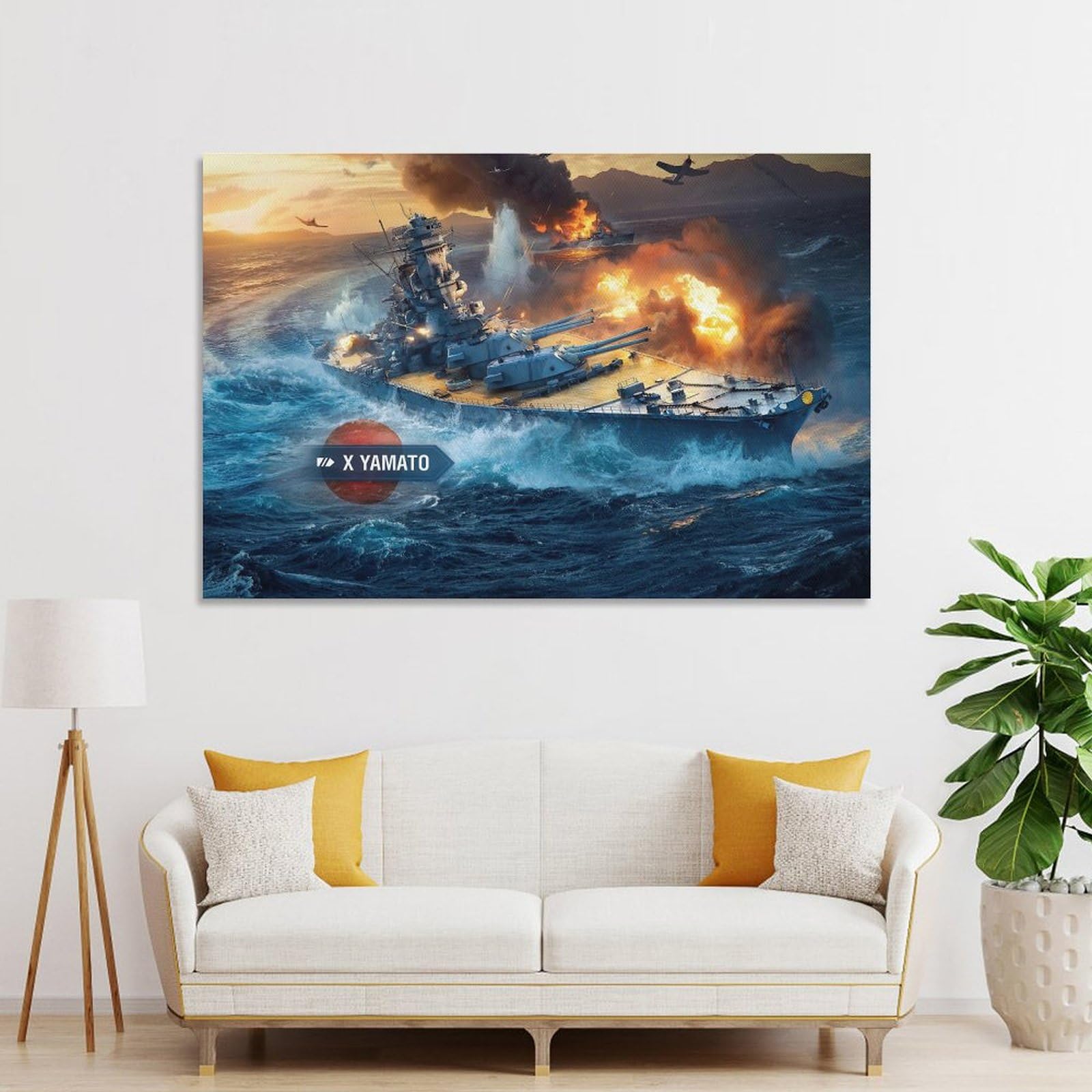 Amazon.co.jp: 大和戦艦ウォールアートキャンバス絵画ポスター
