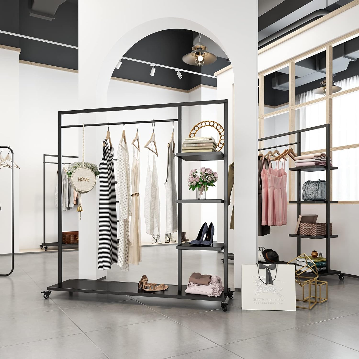 Black Clothing Racks with Shelf, Boutiques Retail Australia | Ubuy
