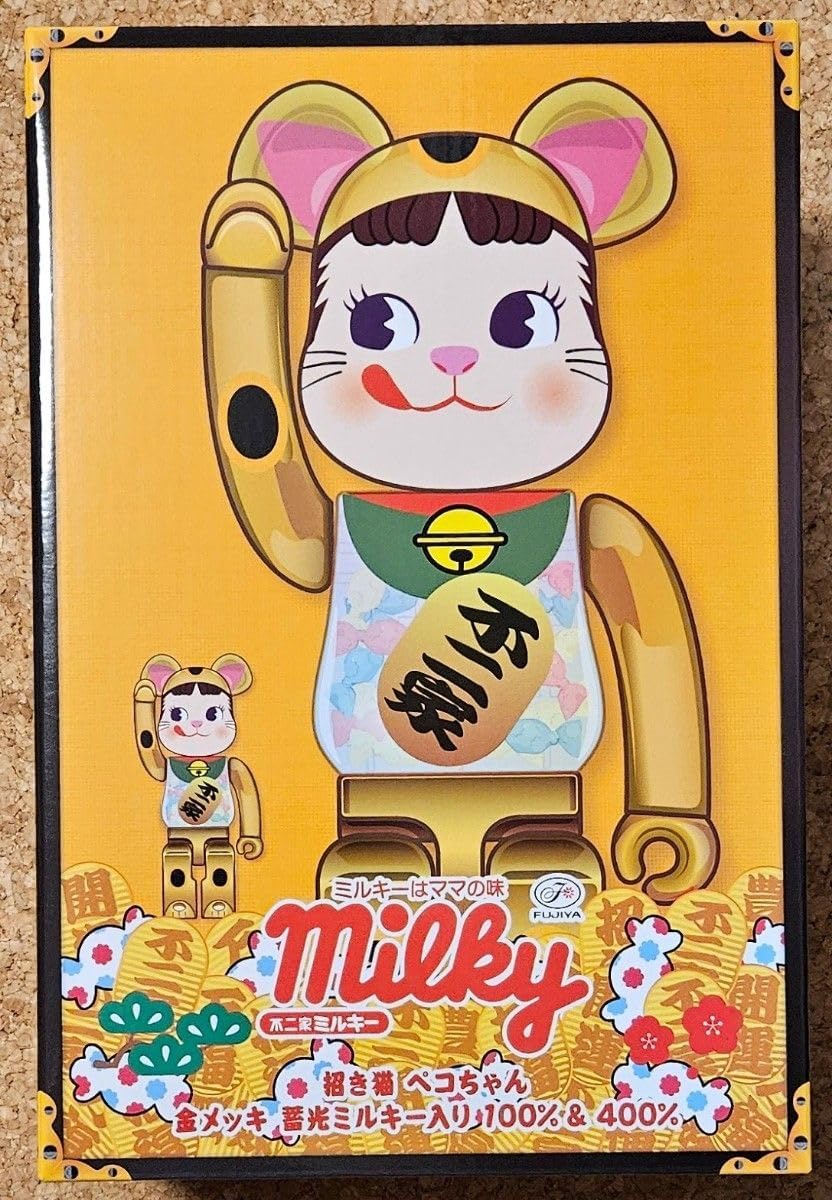 新品未開封 BE@RBRICK 招き猫 ペコちゃん 金メッキ 蓄光ミルキー入り BE@RBRICK 招き猫 ペコちゃん 金メッキ 蓄光ミルキー入り