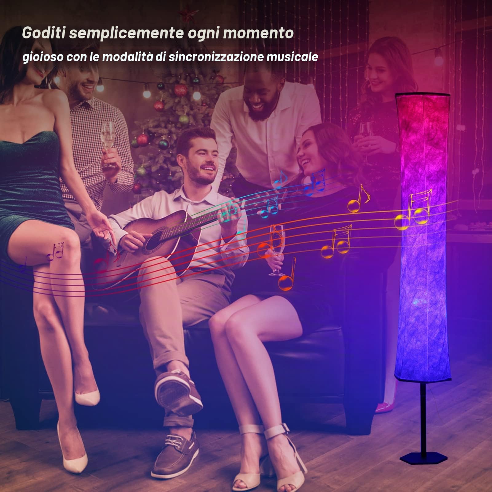 Neoglint Lampada da Terra LED Dimmerabile,11W RGB Lampada Terra con Controllo App Telefono,32 Modalità Multicolori,Sincronizzazione Musica,Velocità Luminosità Regolabile, Soggiorno Camera da Letto