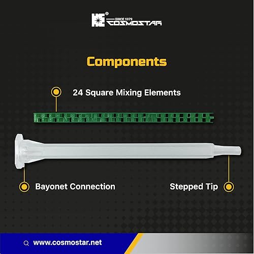 Miniatura 4 de CosmoMix - Punta de tubo de boquilla mezcladora estática cuadrada, boquilla de mezcla de epoxi, punta de cartuchos adhesivos para aplicador manual,