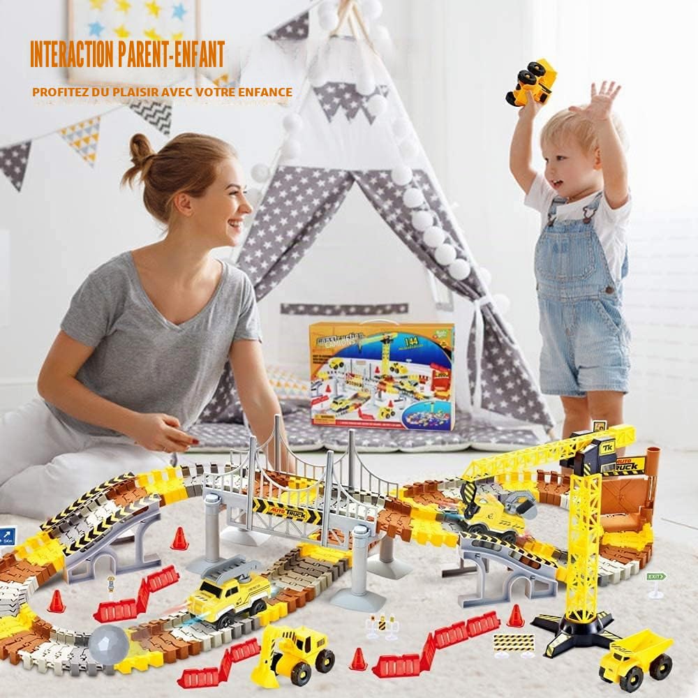Mini Tudou Construction Pistes de Course Jouets, Voiture de Course 176 PCS