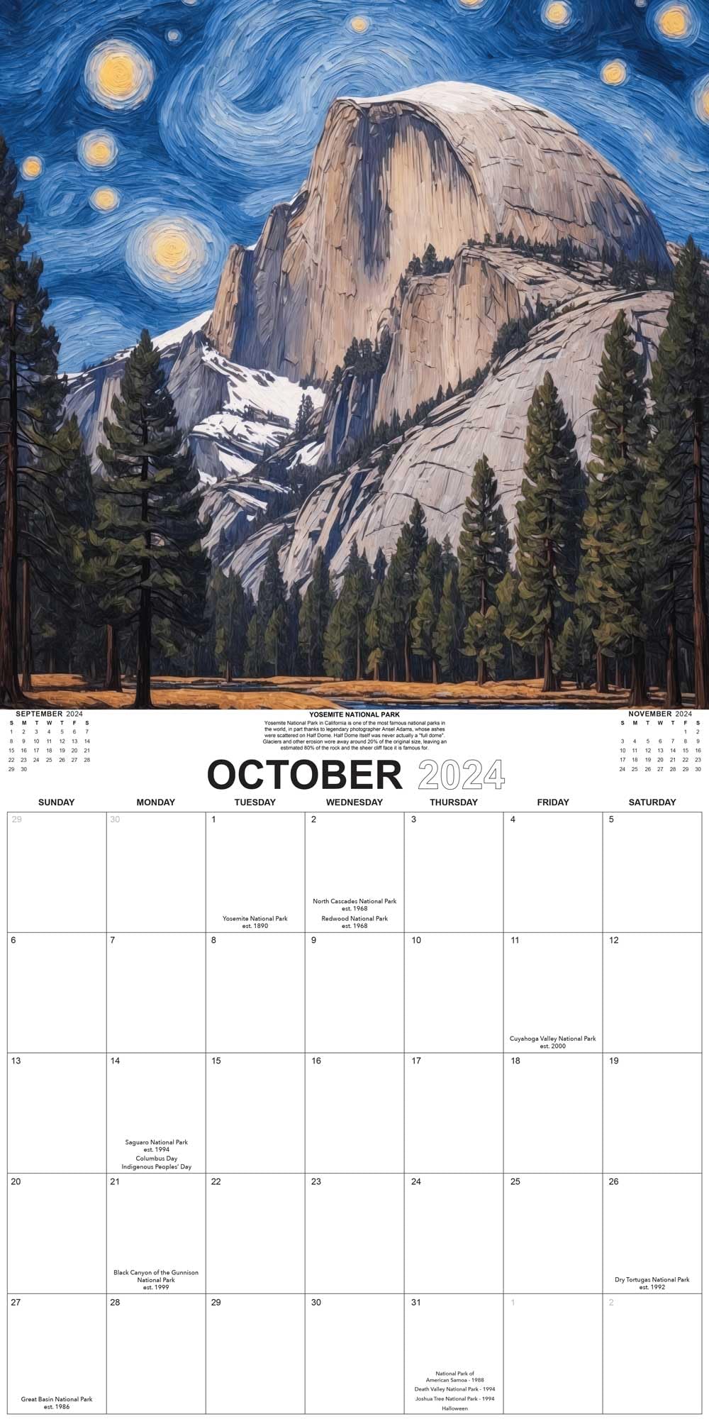 Amazon.com: Starry Night National Park 2024 Calendar : Office Products