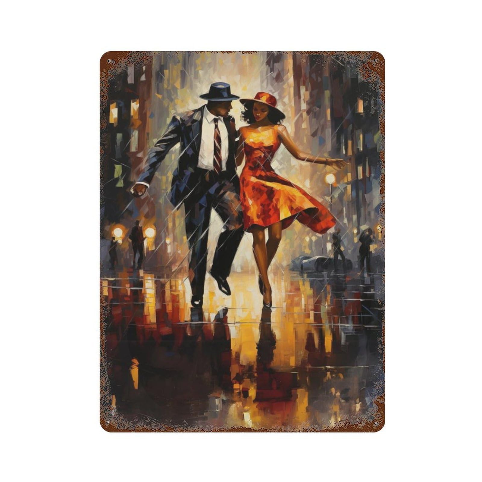 xiaoxiaoshen African American Couple Wall Decor Art Metal Tin Poster Modern Home Decor Art Home Bar Shop Decorations Vintage Sign 40x30cm