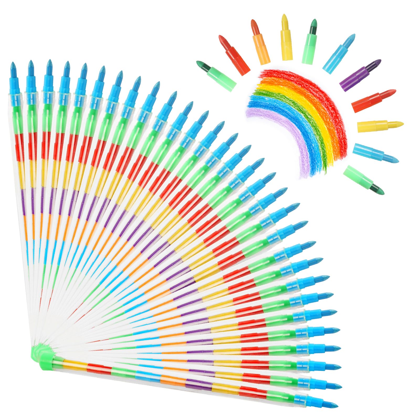 Vicloon Swop Point Colours, 30PCS Rainbow Point Crayons, 11 x Stacking Pencil Crayons For Kids