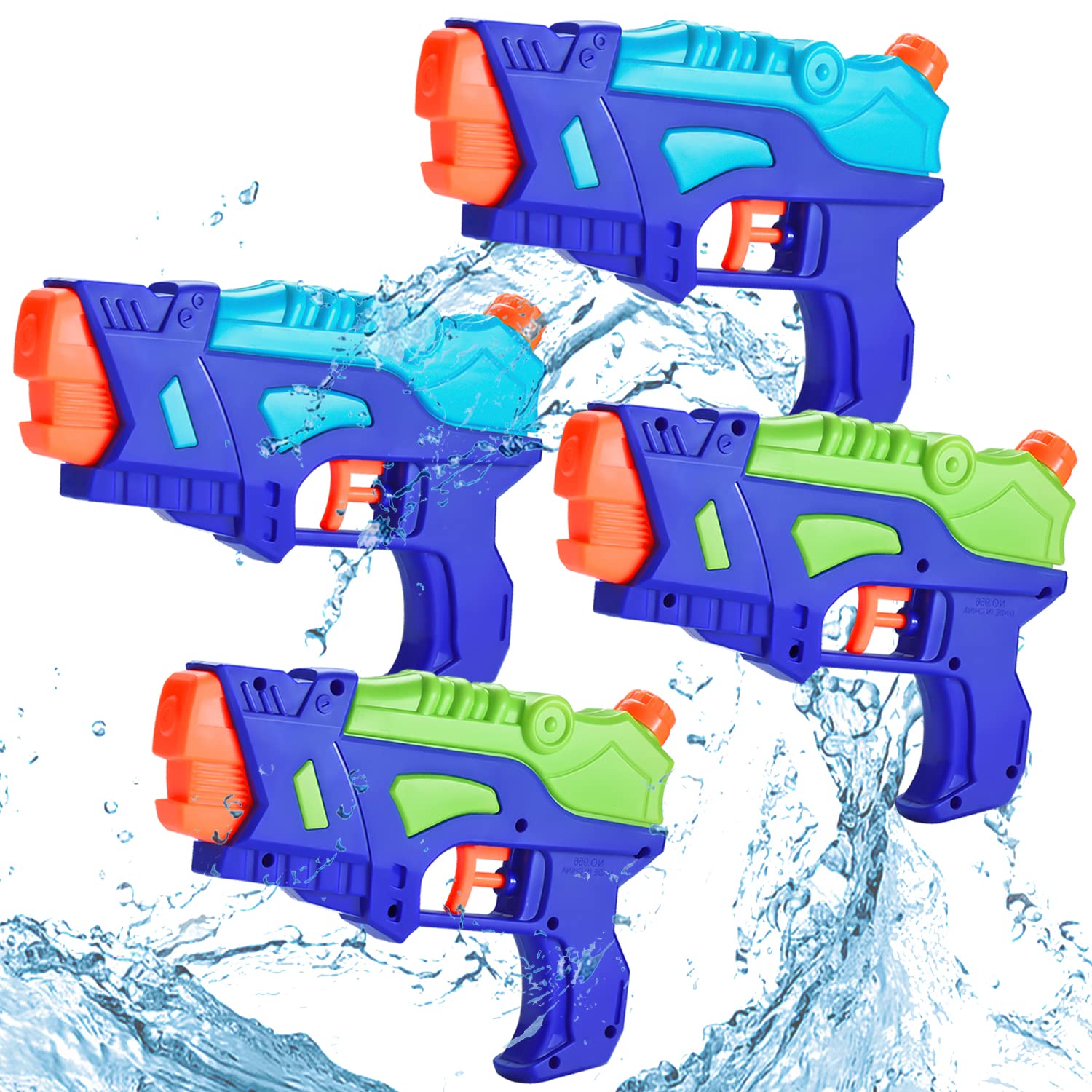 (4 Pack) Water Pistol for Kids, Water Pistols Squirt Guns with Trigger for Outdoor Swimming Pool, Best Summer Water Fighting Toys Gifts for Boys Girls, Training Toys for Pets