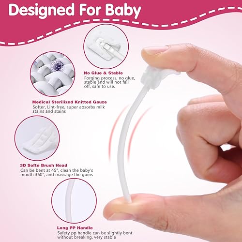 Miniatura 3 de Actualización Limpiador de lengua para bebé, cepillo de dientes para recién nacido, 52 unidades, limpiador oral para bebés, cepillo de dientes