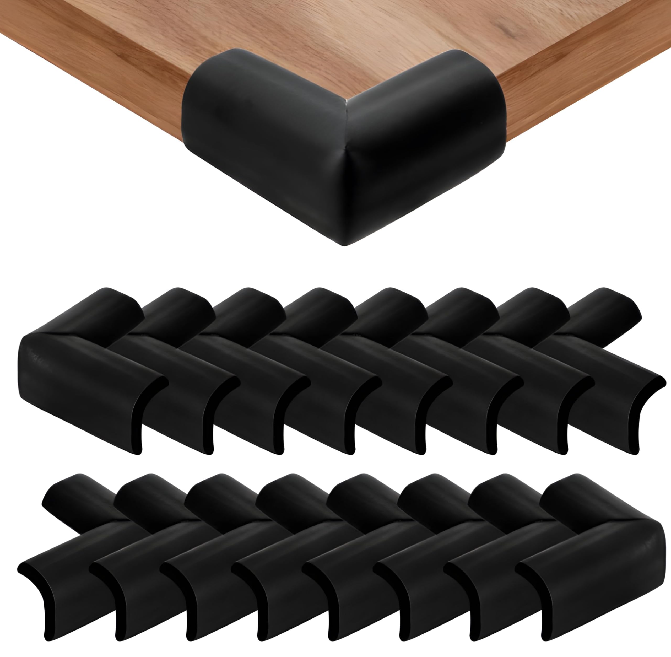 Corner Protectors for Baby Safety (Black, Pack of 24) | 3M Strong Adhesive Edge Guards | Cover Sharp Edges of Bed, Table & Furniture | Soft Thickened Cushion Bumpers | Baby Proofing Kit-image-14